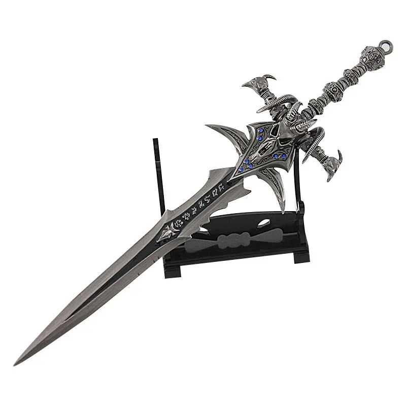 22cm Frostmourne World of Warcraft Game Lich King Diamond Inlay Periphery Keychain Alloy Katana Weapon Model Accessory Gift Toys