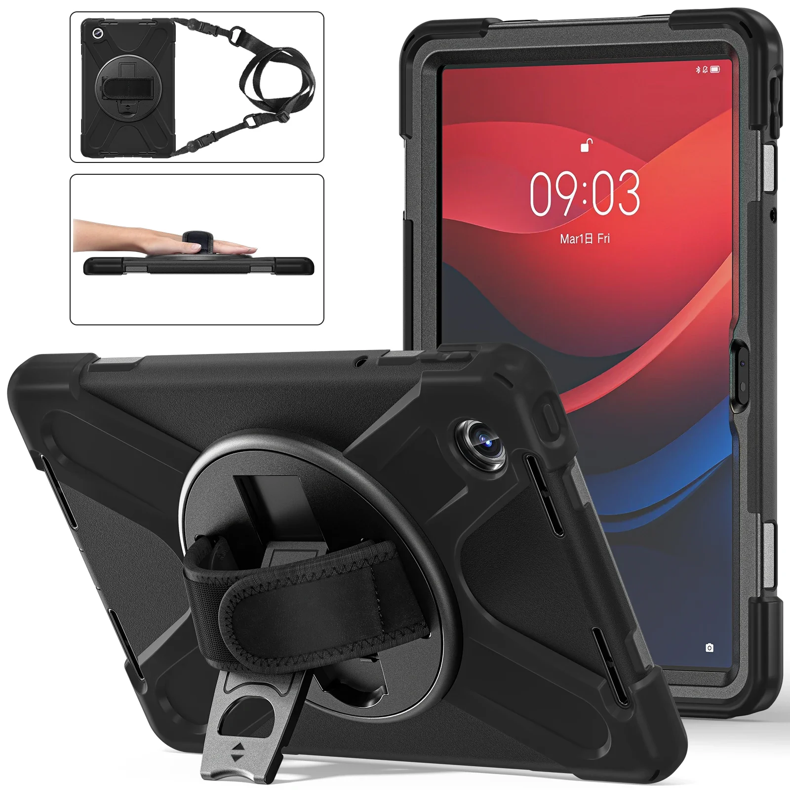 HUOLUNGJIN Funda Para Tablet Lenovo K11 2024/B11 2024 De 11″, EVA Ligera Con Asa Giratoria, Correa Ajustable, Soporte Doble ángulo Y Protección Contra Caídas (color Azul)