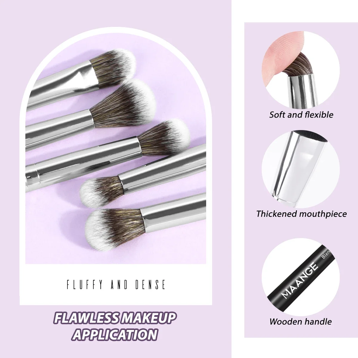 Kit de pinceaux de maquillage, 5 pièces, brosse anti-cernes, fard à paupières, poils souples, brosse Shader, cosmétique pour le visage, outils de maquillage de beauté