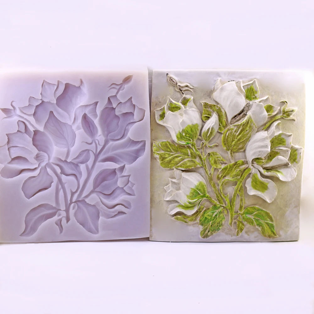 

Силиконовые формы для цветов гардении, лист магнолии, помадка, инструменты для декора торта, кекс, топпер, конфеты, сахар, ремесло, жевательная паста, полимерная глина