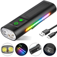 PT01 Portable 800LM LED Flashlight 10 Lighting Modes Green Beam White Light Side RGB Lights Rechargeable Clip Magnetic Torch