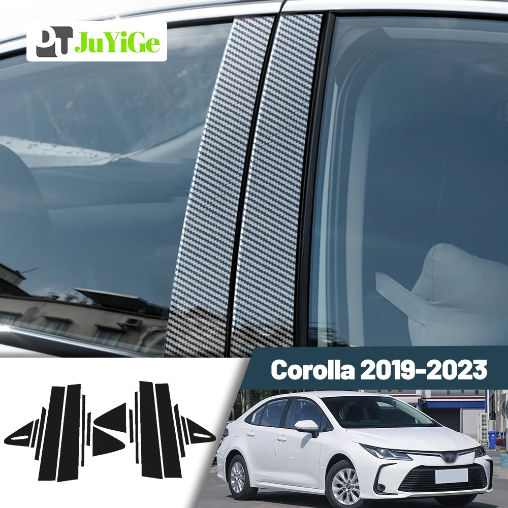 Glossy Black Carbon Fiber Window Door Deal B C Pillar Post Cover Sticker For Toyota Corolla 2019-2023 2020 2021 2022
