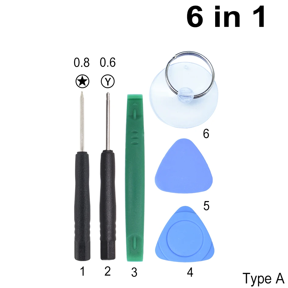 6 In 1 Cell Phones Opening Pry Mobile Phone Repair Tool Kit Screwdriver Set For Iphone 500set/lot