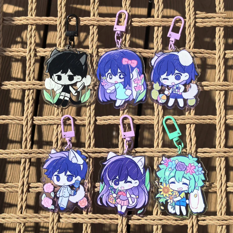 

Game OMORI Mari Kel Aubrey Henry Hero Basil Sunny Cosplay Keychain Kawaii Acrylic Keyring Key Chain Bag Ornament Decoration Prop