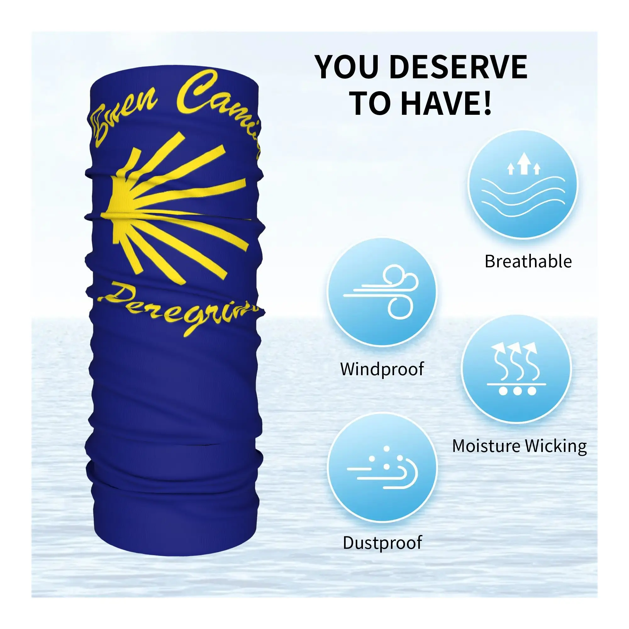 Camino De Santiago 가리비 두건 목 커버 인쇄 마스크 스카프 따뜻한 Balaclava 야외 스포츠 남성 여성 성인 올 시즌