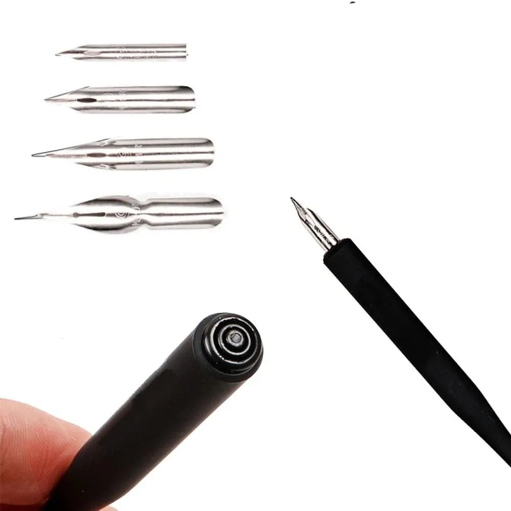 Fountain Pens Manga Calligraphy Dip Pen+4 Nibs Signature Lettering Calligraphy Dip Pen Kit Sketching Drawing Comic Dip Pen