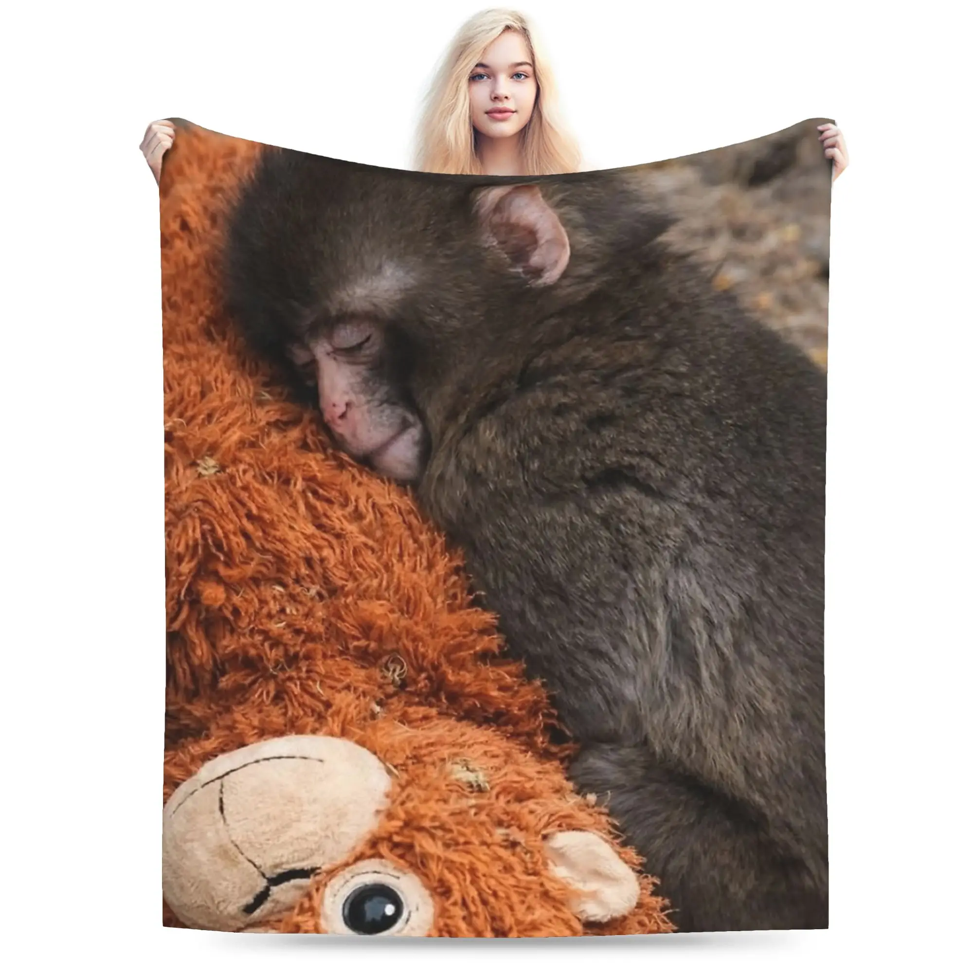 Punch Monkey Blankets Coral Fleece Plush All Season  Multifunction Lightweight Thin Throw Blanket for Bedding Bedroom Quilt
