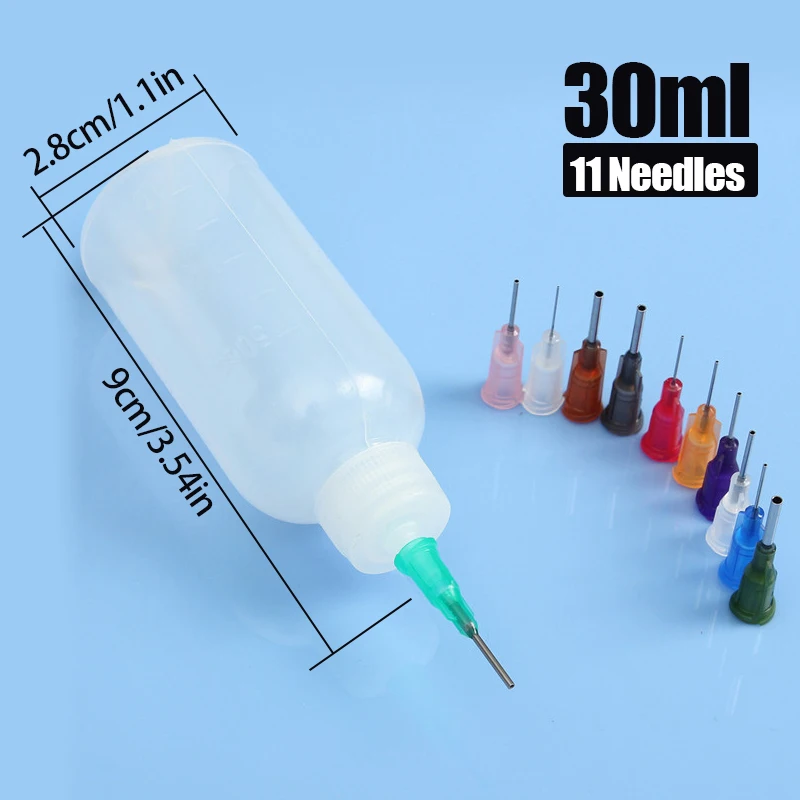 30ml/50ml Empty Plastic Syringe Bottle Rosin Flux Alcohol Bottle For Dispenser Rosin Solder Flux Paste +11 Needles Tool Parts