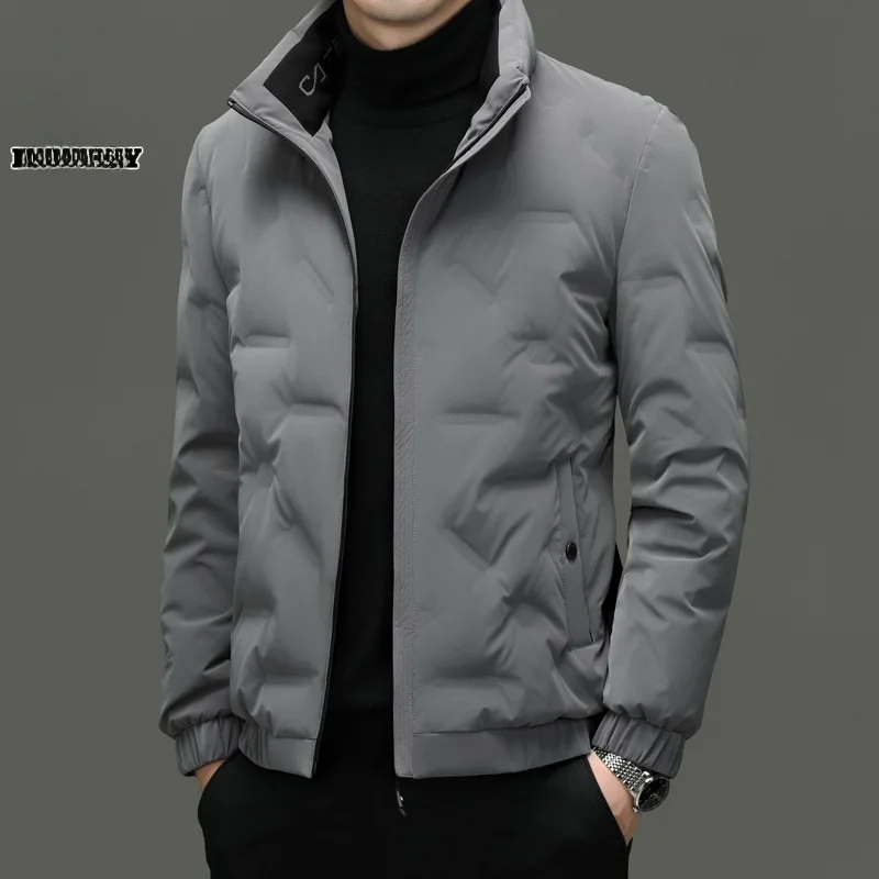 

Мужская зимняя повседневная куртка-пуховик: теплая верхняя одежда из полиэстера с белым пуховым наполнителем для молодежи