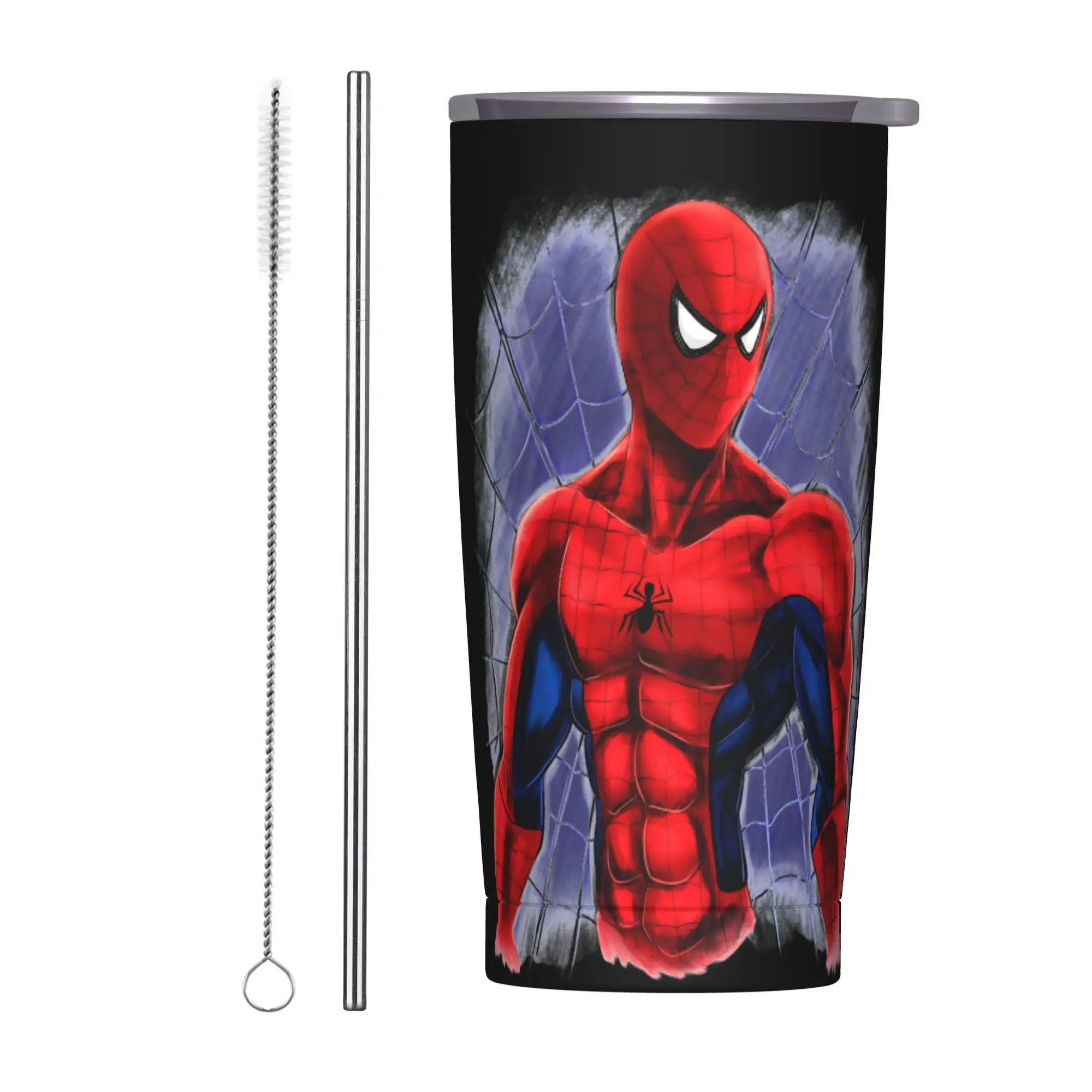 

Comic Spider Man Hero Insulated Tumbler with Straws Vacuum Thermal Mug Outdoor Portable Bottle Cup, 20oz