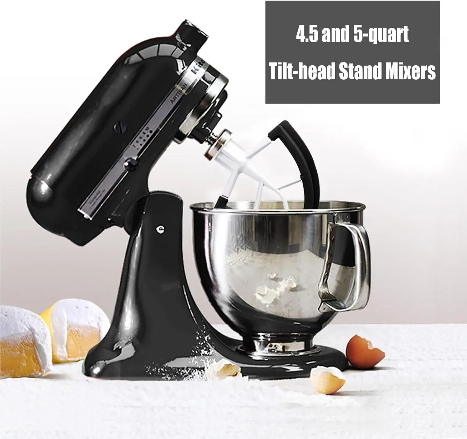Flex Edge Beater,Mixer Accessory,Attachments For Mixer,Fits Tilt-Head Stand Mixer Bowls For 4.5-5 Quart Bowls,Beater black