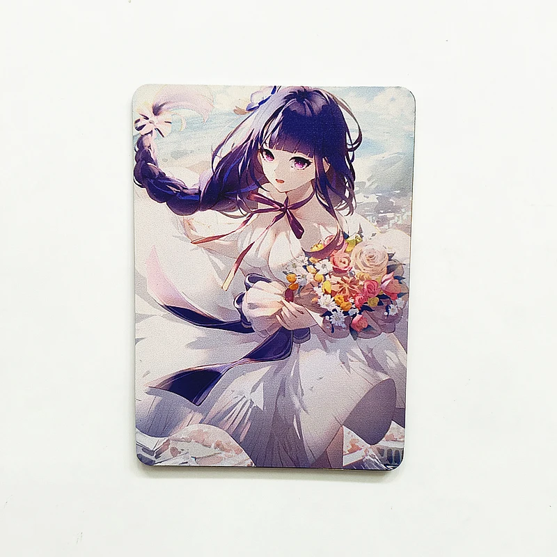 Anime Genshin Impact Peripheral Diy Metal Collectible Cards Yae Miko Raiden Shogun Kamisato Ayaka Christmas Birthday Gifts Toys