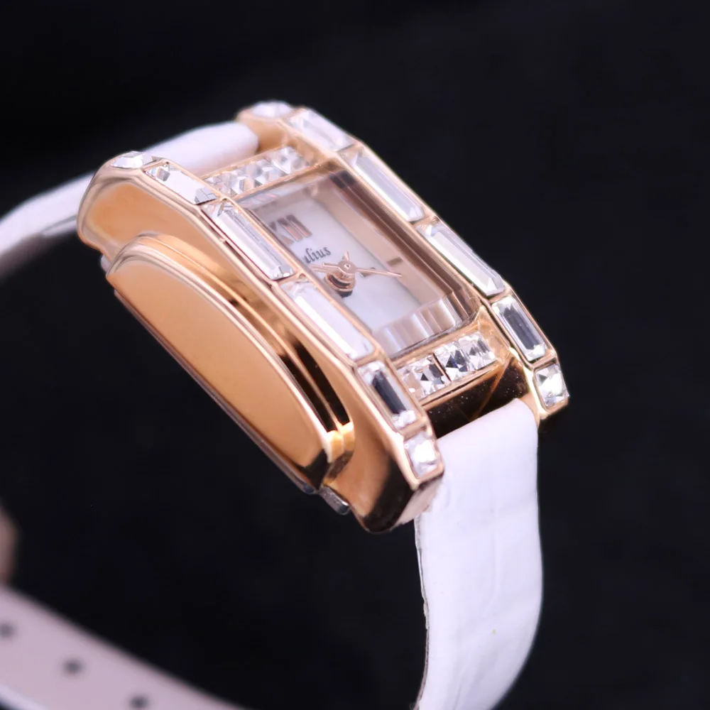 Lady Women\'s Watch Japan Quartz Hours Fine Fashion Dress Bracelet Leather Lovely Mini Candy Square Cute Girl Gift Julius No Box