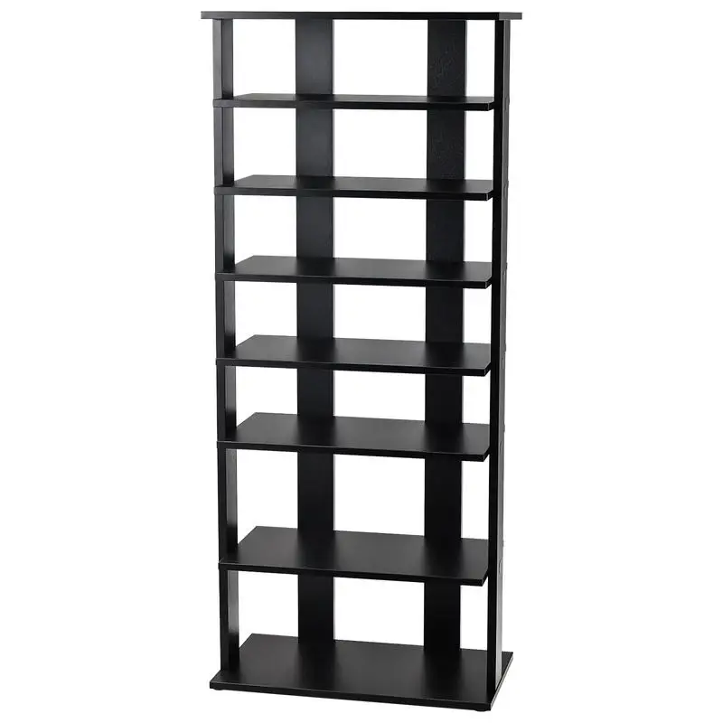 7-Tier Vertical Shoe Cabinet, Narrow Space Saving Entryway Shoe Storage, Large Capacity Multi-Tier Organizer For Apartment Hallway, Adjustable Shelves For Boots Sneakers, Easy Assembly Wood Rack, Black