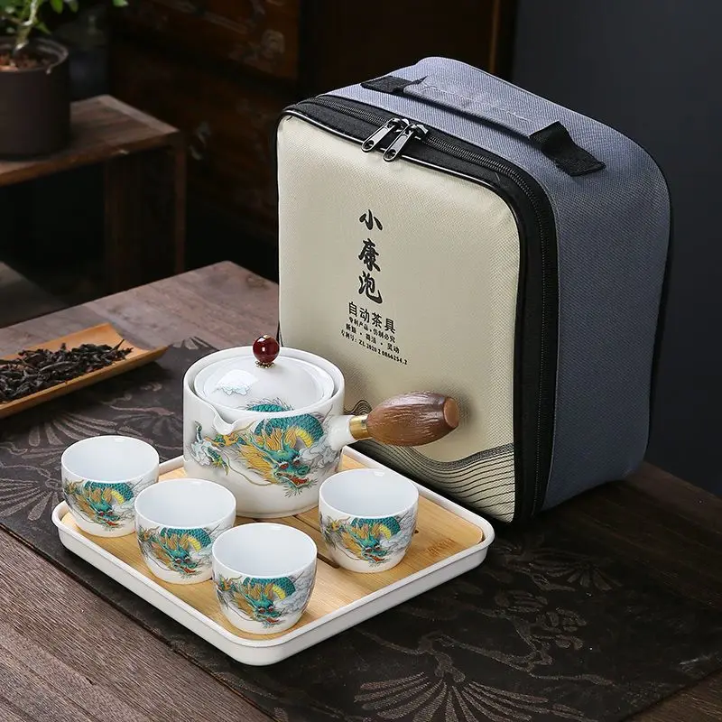 Leisure Travel Tea Set Outdoor Portable Pot Four Cups Storage Bag Anti-ironing Lazy Simple Side Pot