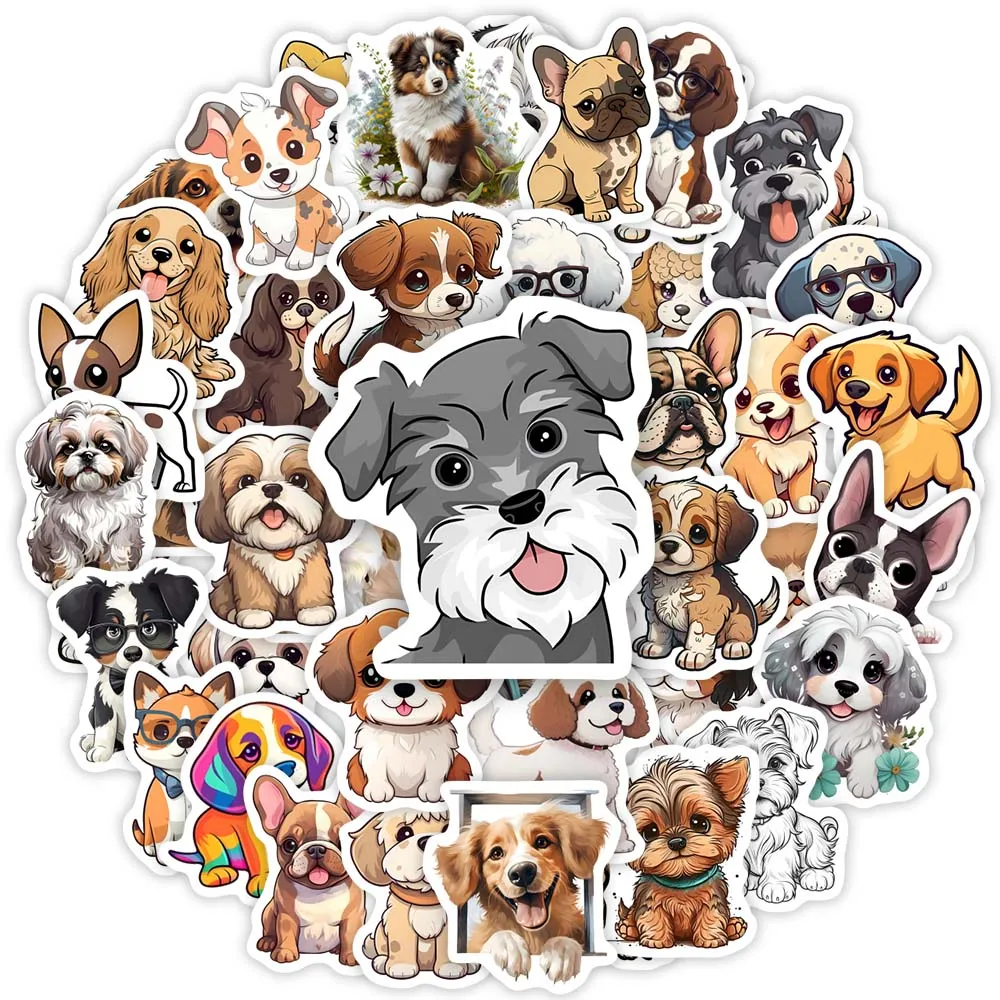 Cute Cartoon Puppy Dog Stickers Pet Animals DIY Kids Toys Waterproof Decal for Laptop Scrapbook Phone Journal Bottle Decoration