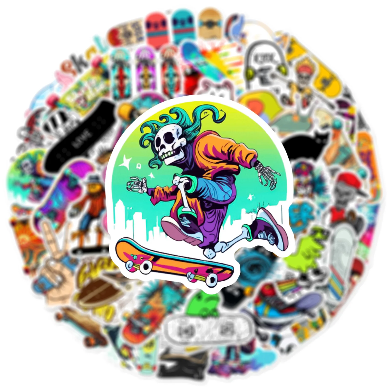 10/50PCS Cool Roller Skateboard Sports Cartoon Stickers DIY Motorcycle Luggage Phone Waterproof Car Styling Graffiti Sticker Toy