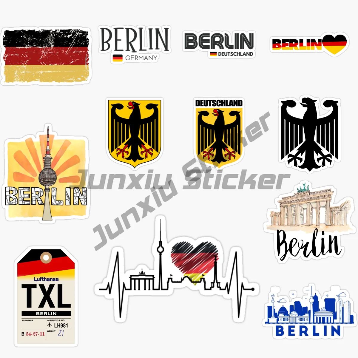 

German Berlin Flag Scenic Travel Vinyl Sticker Car Styling Motorcycle Bike Waterproof Decal Trucks Laptop Car Accessories Decals