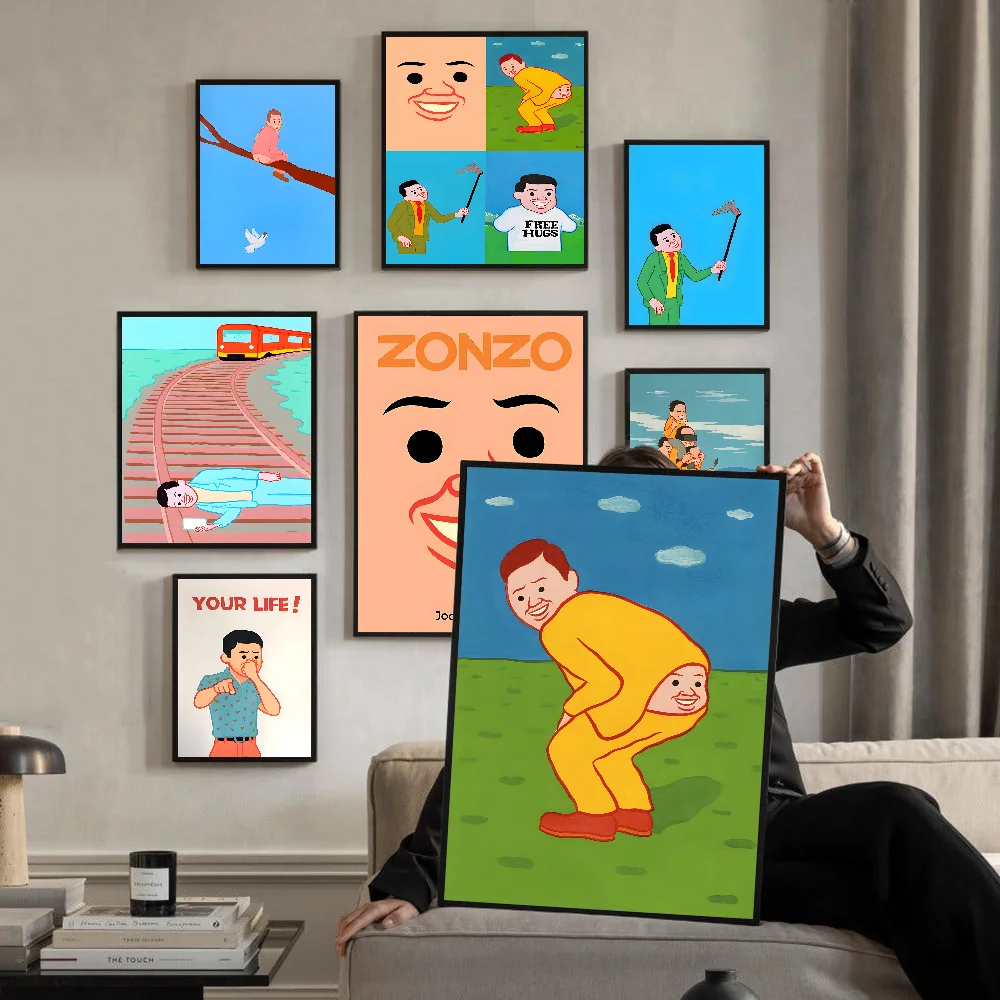Pósteres Vintage de cómics de Joan Cornella Zonzo, pegatina de papel Kraft Retro adhesiva, decoración de habitación Kawaii para Bar y cafetería