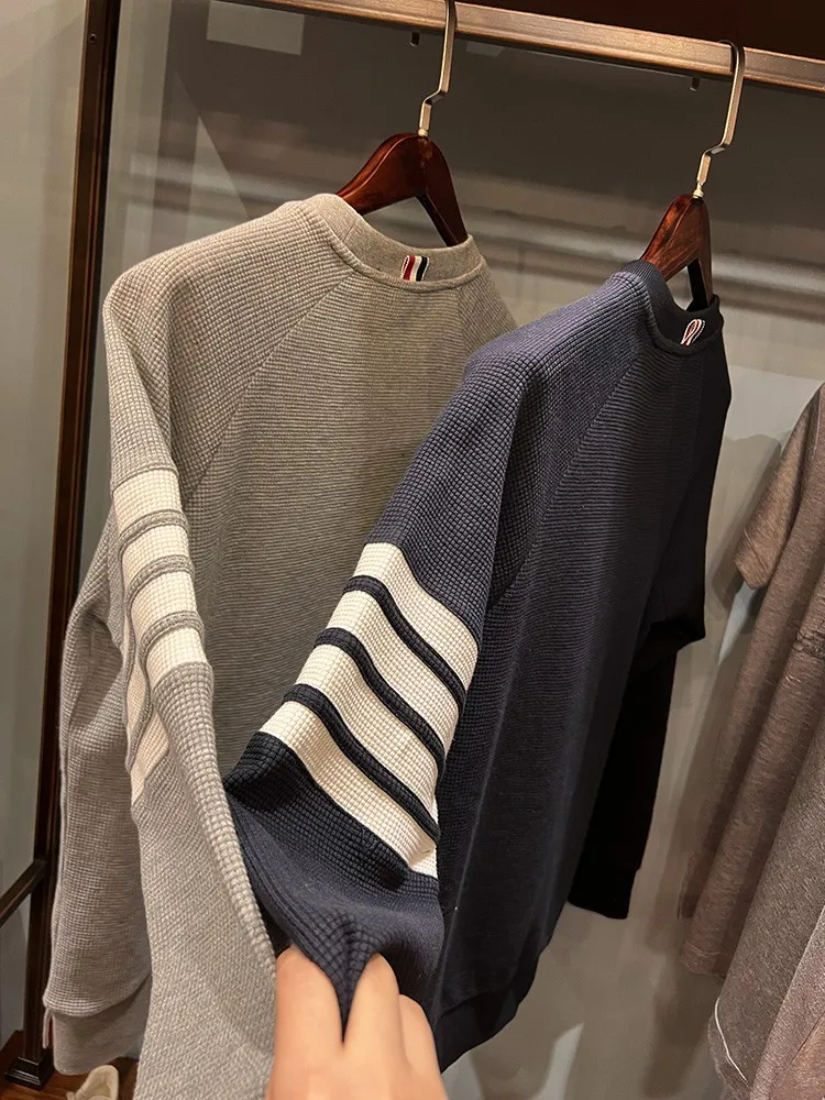 

High Quali Faionable Men's Loose Knitted Cotton Sweatirt Spring Season Modern Sle round Ne Color Sportswear