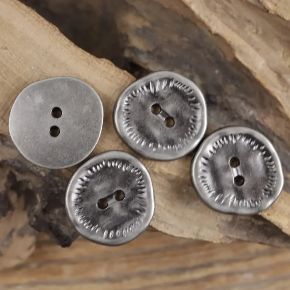 5pcs Antique Metal Buttons 15/20/25mm Irregularly Shaped Buttons 2-hole Flat Button DIY Clothes Sewing Accessories