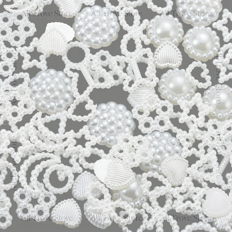 100pcs/Lot Imitation Pearl Beads Flower Heart Star Moon Spacer Beads For Jewelry Making Bracelet Charms Earring