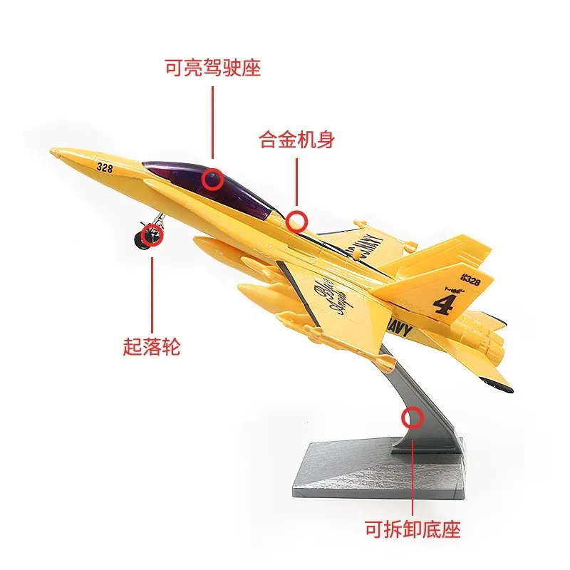9 inch F-18 Hornet Fighter Model Pull Back Sound and Light Toy Bomber Airplane Hobby Boxed Collected Gift By Aviation