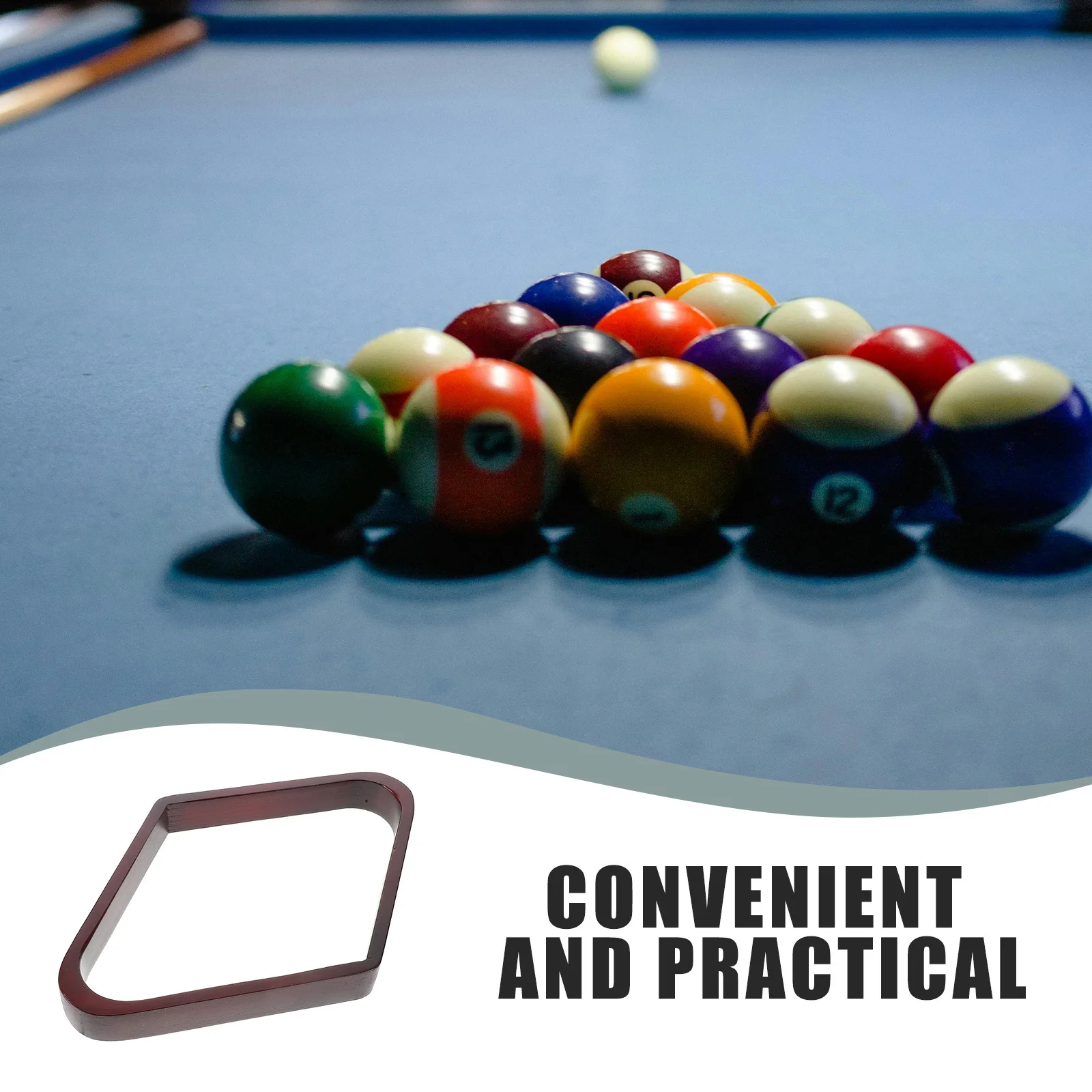 رف مثلث خشبي 9 شكل كروي لطاولة حمام السباحة 2-1/4 بوصة حامل كرة بلياردو تصميم عتيق من الخشب الصلب لحمام السباحة