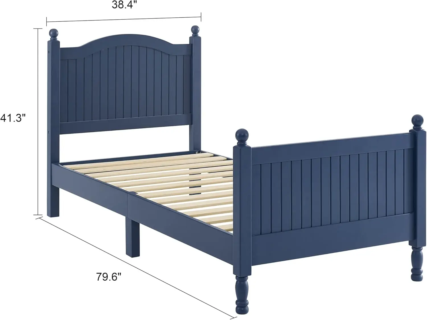 Musehomeinc-Cadre de lit jumeau en bois, planche de sauna et pied de lit, conçu avec des embouts de balle classiques, des panneaux de perlage