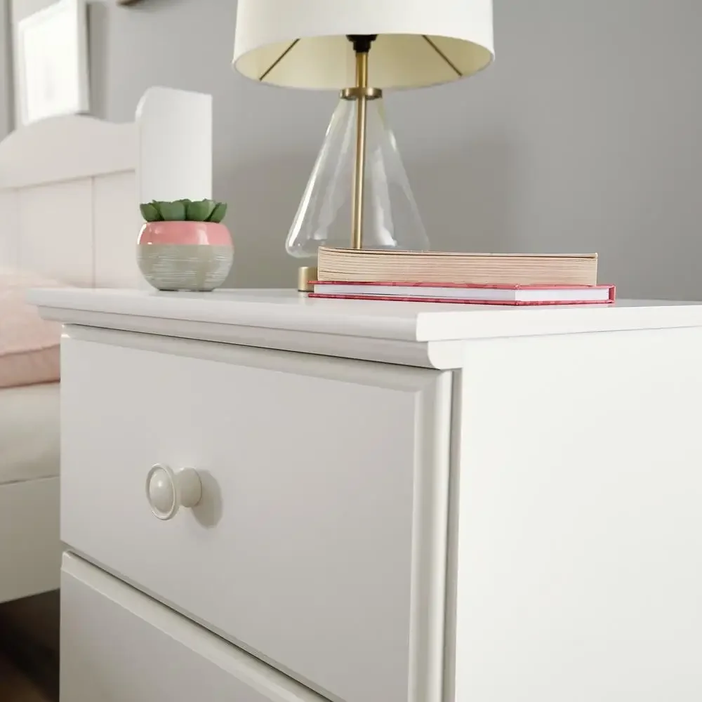 Nightstand 2 Drawers Soft White Finish Storybook Collection Bedroom Storage Shelf