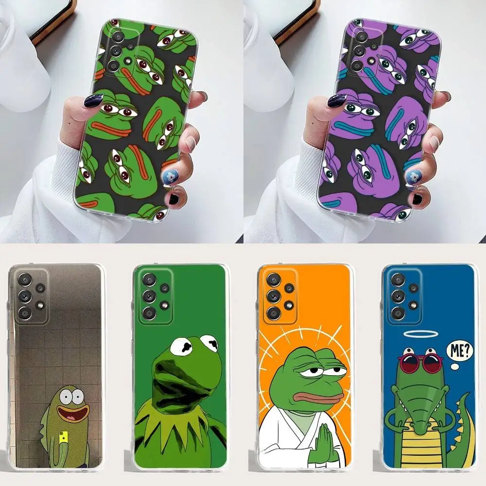 

Sad P-Pepe Frog Phone Case Silicone For Samsung S30,23,21,22,20 FE lite,S10,9,PIus Note20ultra Soft Transparent
