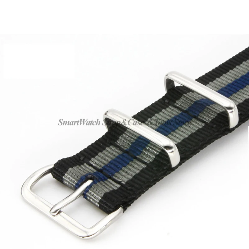 14mm 16mm 18mm 20mm 22mm Nylon Canvas Watch Band for Seiko Fabric Military Strap for Rolex Stainless Steel Silver Buckle