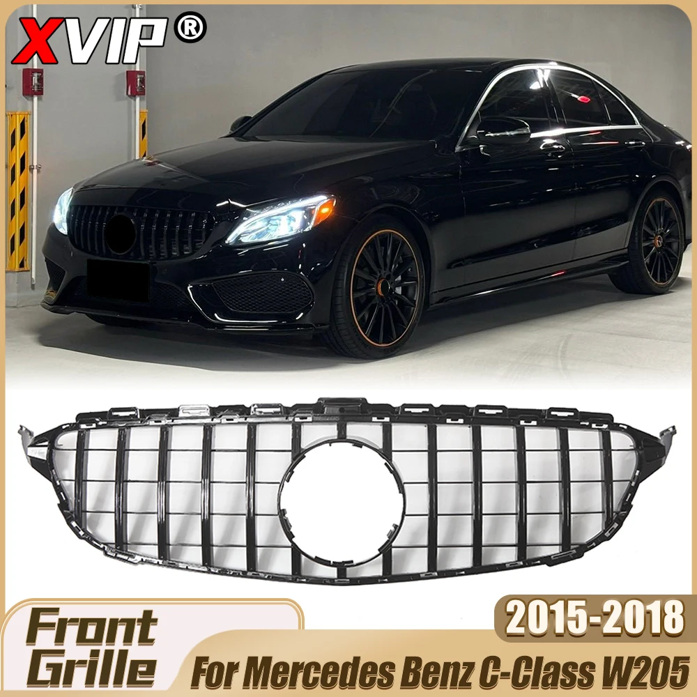 

XVIP Глянцевая черная решетка переднего бампера в стиле GTR для Mercedes Benz C-Class W205 15-18 C180 C200 C250 C300 C350 C400 C43 AMG