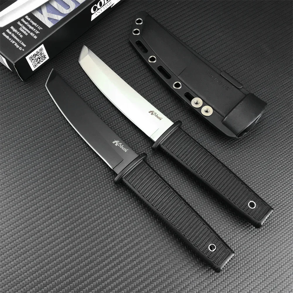 Hot Sale Fixed Blade Knife 8Cr13Mov Blade White/Black Nylon Wave Fiber Handle with Sheath Tactical Military Straight Knife