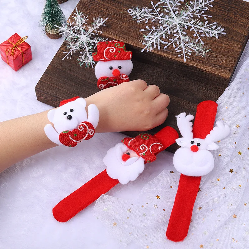 Creative Cartoon Cute Christmas Children's Glowing Snap Ring Funny Red Christmas Style Bracelet Toys Kids Fun Holiday Party Gift