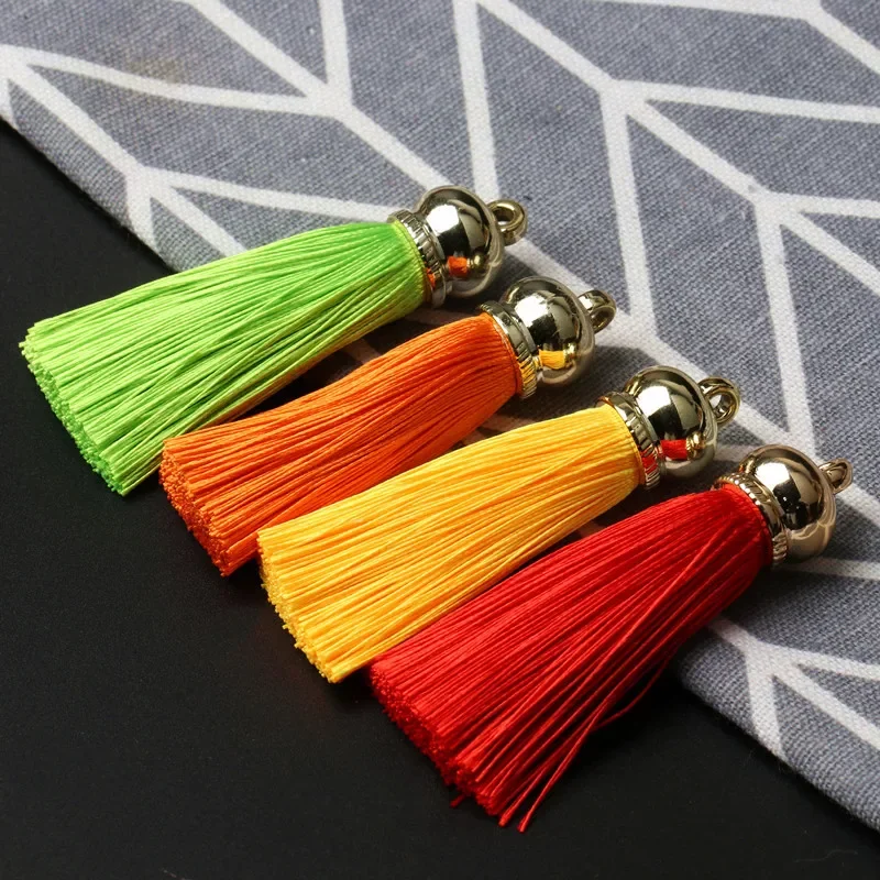 5pcs 5cm Gold Cap Tassel Jewelry Curtain Garment Decor Accessory DIY Key Chain Cellphone Bag Fringe Trim Tassels Straps Pendant