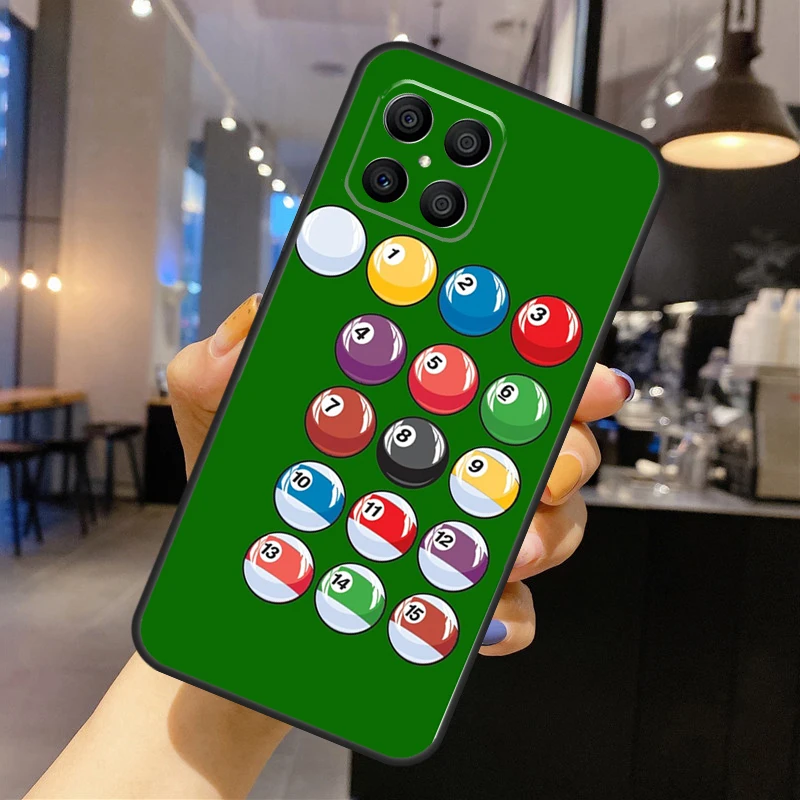 Bilhar snooker 8 caso bola para huawei honor 50 x9 x8 x7 p20 p30 p40 lite p50 pro p inteligente 2021 nova 9 5t capa