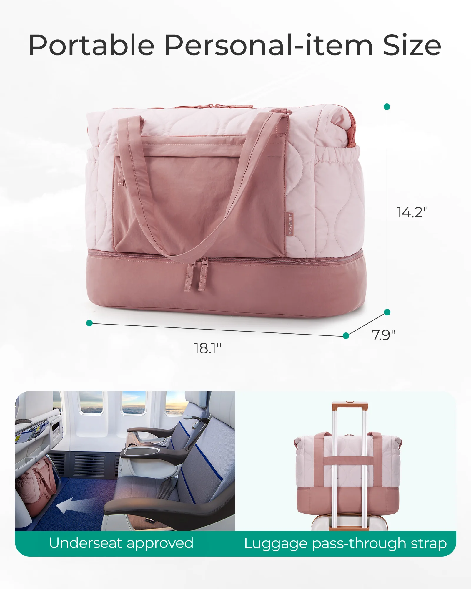 BAGSMART Travel Bag 33L Weekender Carry On Duffle Bags for Women Large Capacity Luggage Storage with Shoe Compartment Hot Sale