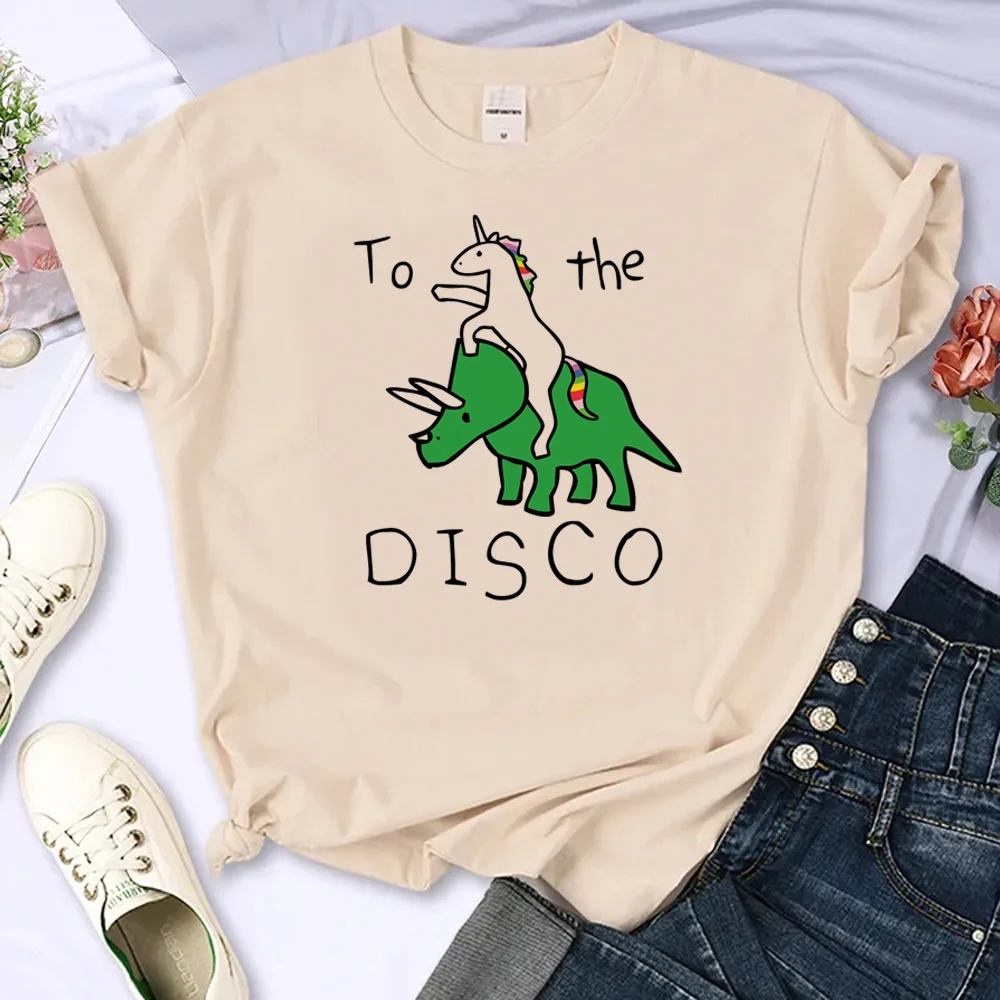 Unicorn Riding Triceratops t-shirts women anime designer streetwear tshirt girl anime graphic funny clothing