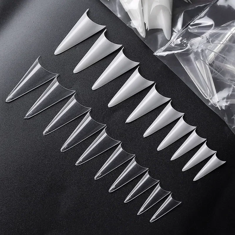 500Pcs/bag Stiletto Nails Art Short Full Cover Sharp Fake Nails Art Display Plastic Stiletto False Nails Salon Tips Accessory