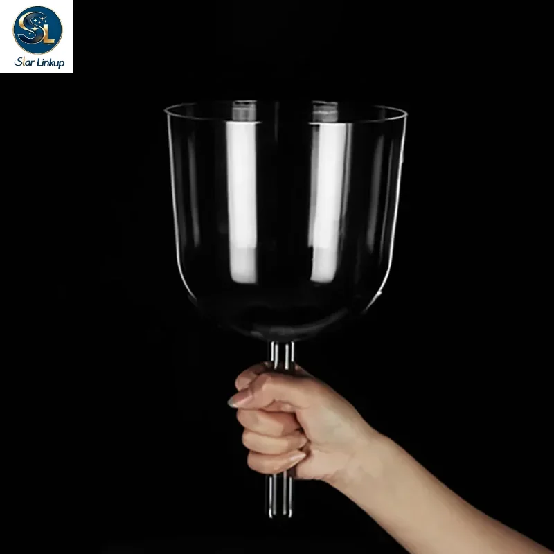 STAR LINKUP 7-8.5inch Transparent Quartz Crystal Chalice Singing Bowl Sound Bowl Meditation Yoga Tibetan Singing Bowl Sound Healing Musical Instrument