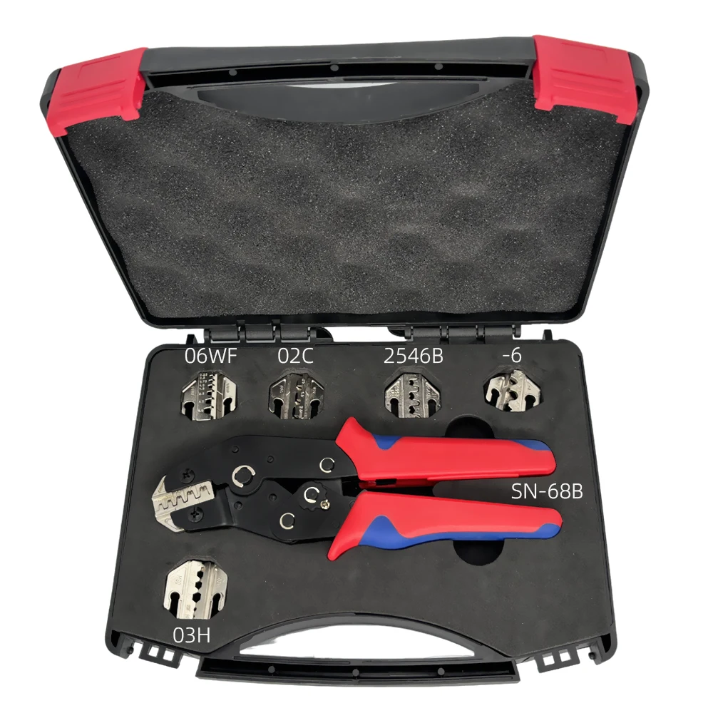 

Набор обжимных клещей 6 в 1 SN-68B с 5-кулачковым комплектом для 2,8 4,8 6,3 VH2,54 3,96 2510/трубных/уплотных клемм, инструменты для электрических зажимов