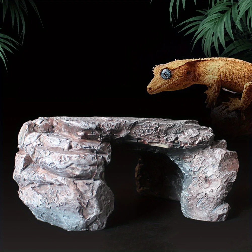 Resin Hideout Cave for Reptiles and Amphibians, Perfect for Turtles, Frogs, Snakes - Rock-Like Design for Hiding and Resting