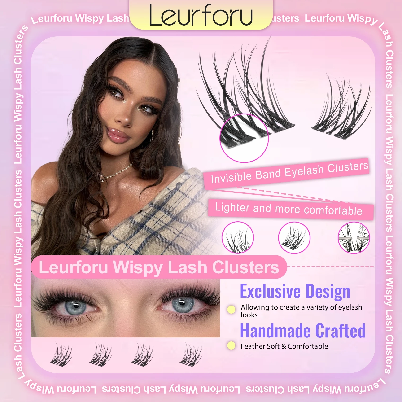 Invisible Band Eyelashes lash Clusters 160pcs C Curl 8–18mm Fluffy Natural Wispy Thin Band Soft lightweight Kit with Glue Tweezers, Fake Eyelashes for Prom Dress, Perfect for Graduation Season Daily Makeup