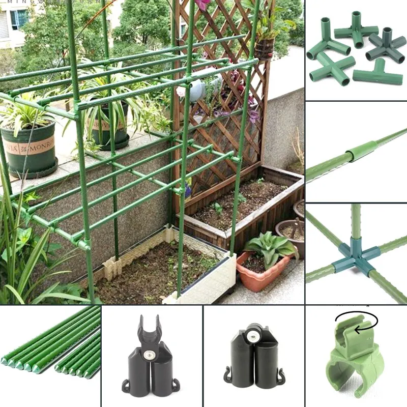 2pcs 11 16mm Plastic Gardening Pillar Connectors Vegetable Climbing Plants Brackets Trellis Awnings Pipe Pole Connect Joints