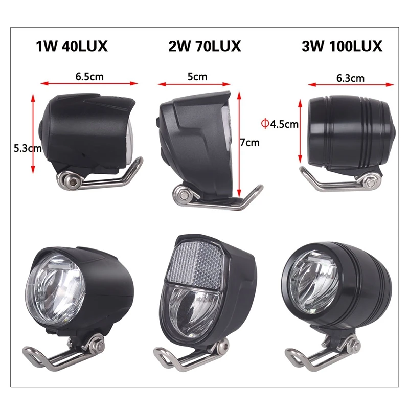 6V-80V 24V 36V 48V 60V Universal Compatible 3W 100LUX Bike Electric Bicycle E-Bike Headlight Front Light Head Light Lamp