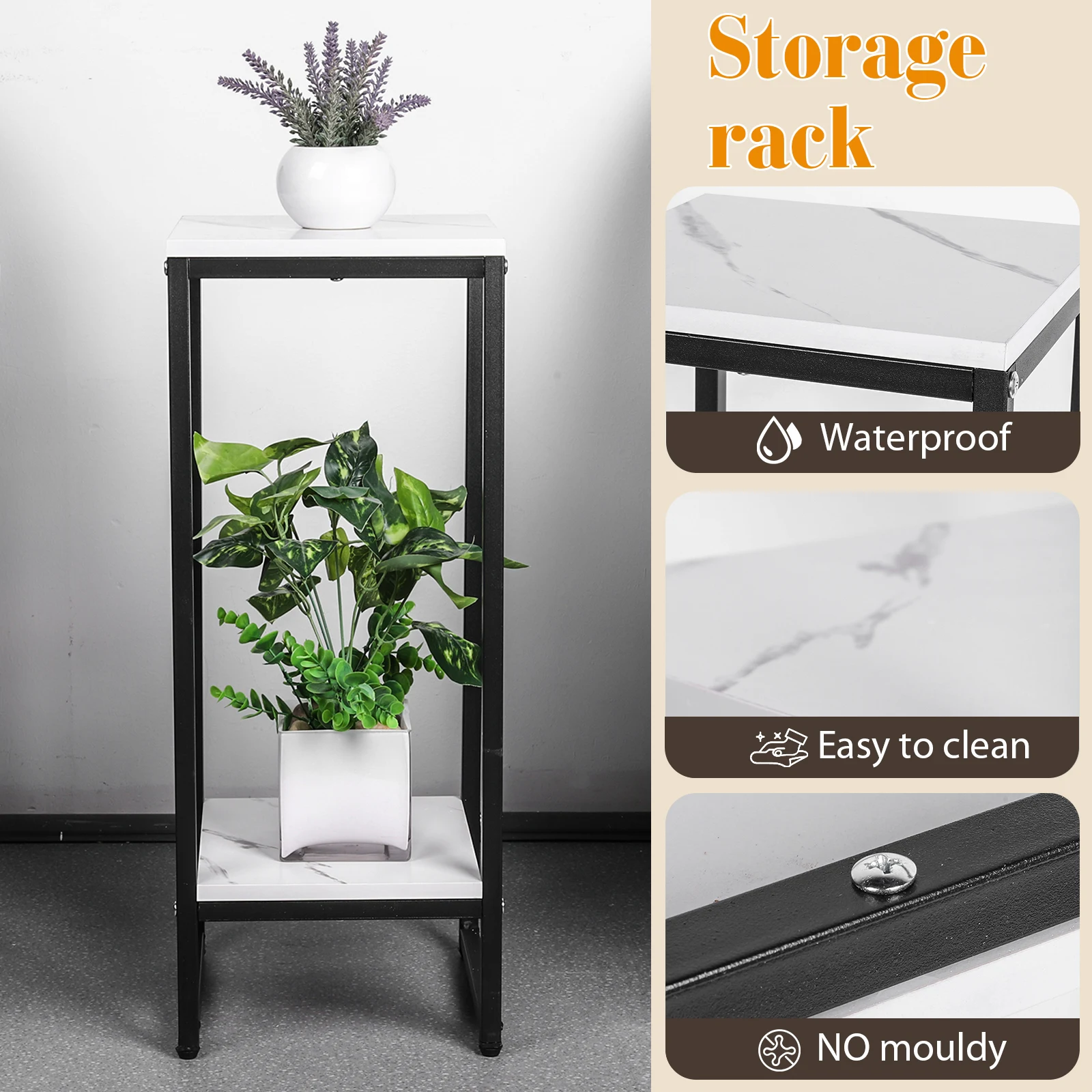 

2 Layer Indoor Plant Stand Metal Decorative Plant Shelf Waterproof Flower Pot Rack Home Planter Holder for Multiple Plants