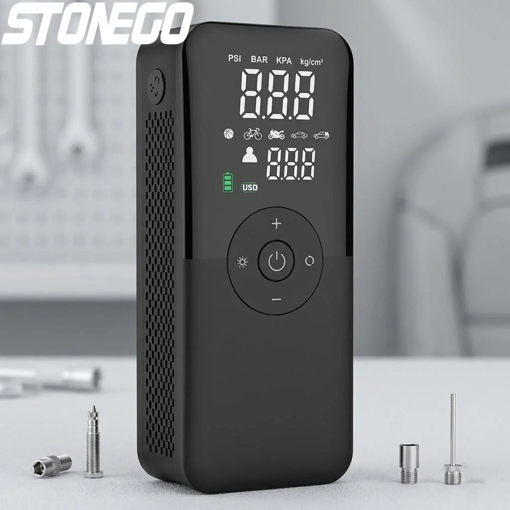 

Portable Rechargeable Digital Air Pump Cordless Compressor for Car Motorcycle Bicycle and Sports Balls