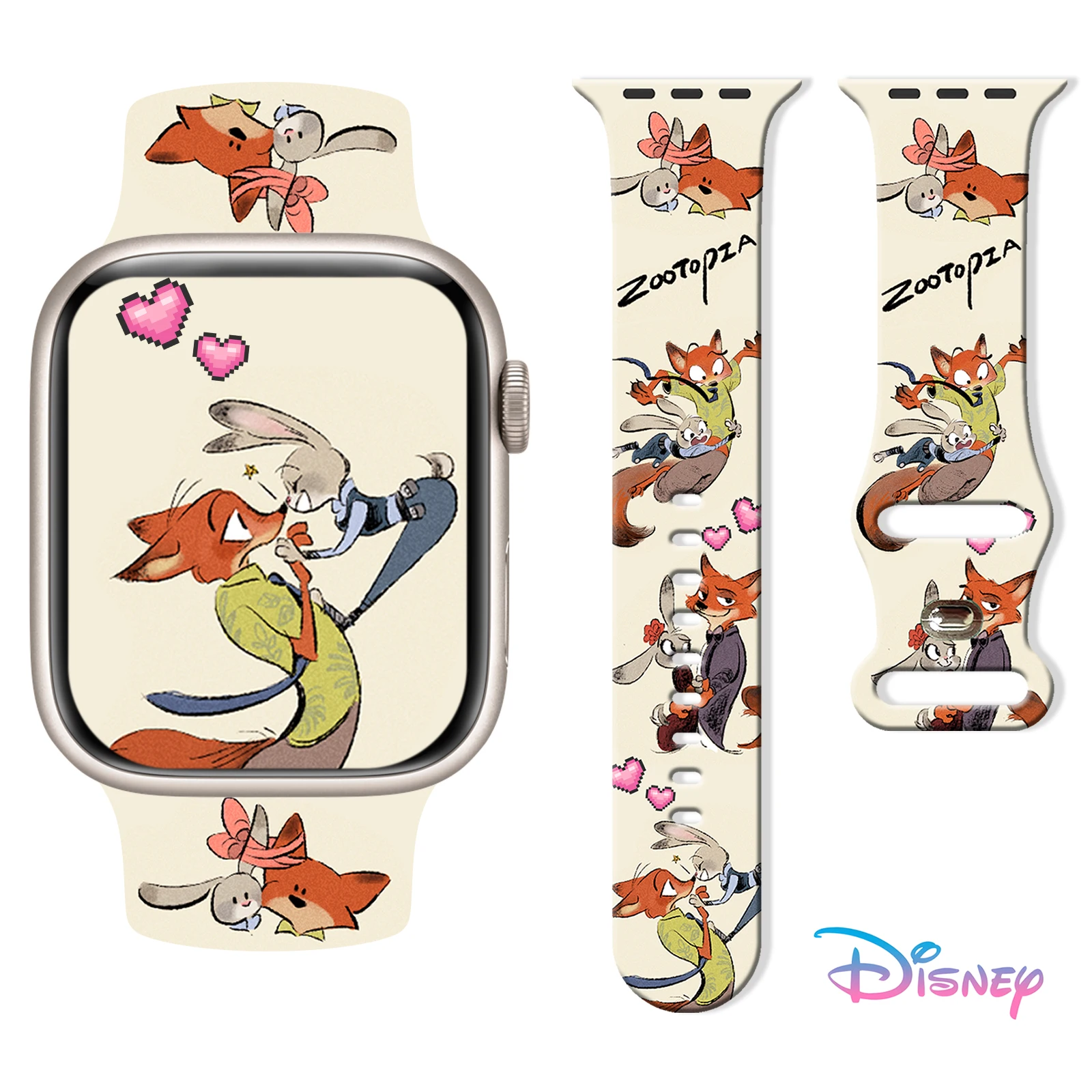 Disney Zootopia Silicone Strap for Apple Watch 9 8 7 SE 6 Band Replaceable Bracelet for iWatch 45mm 44mm 42mm 41mm Watchband