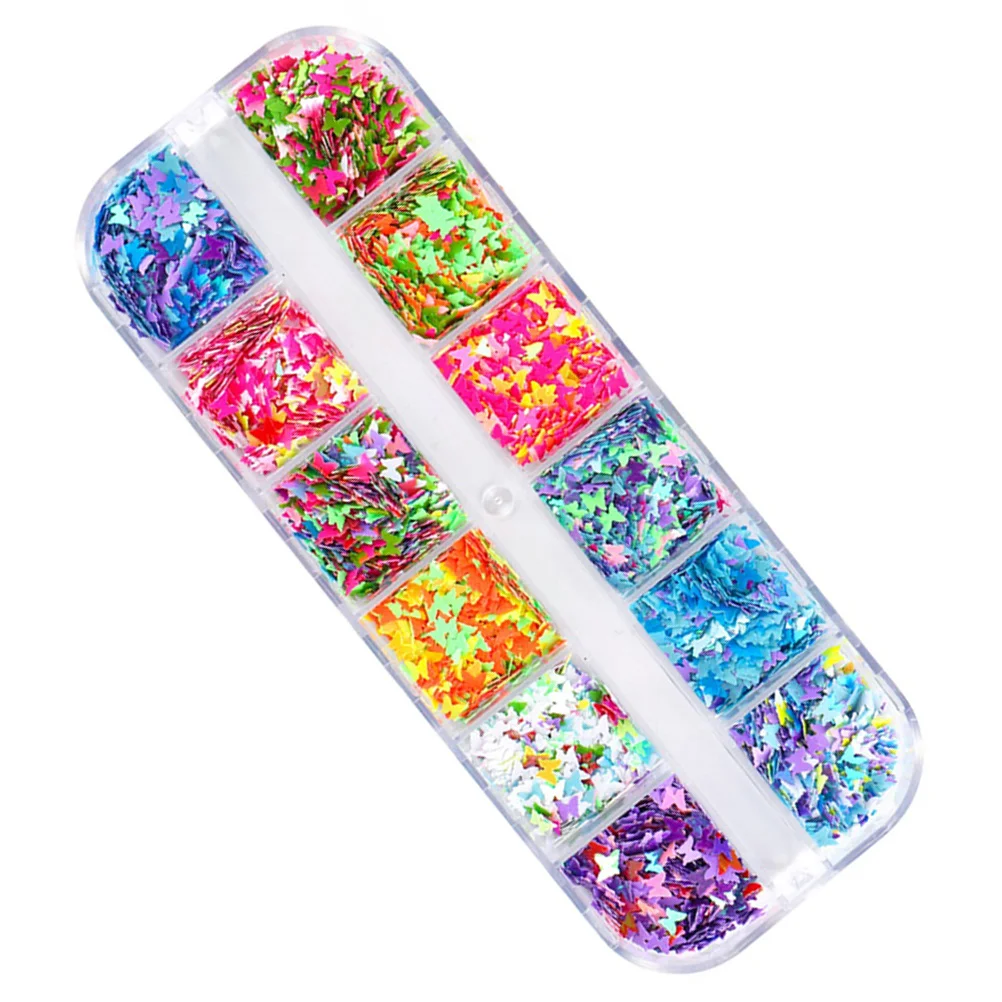12 色アートスパンコールキラキラグリッタースパンコールマニキュア装飾用 1 ボックスネイルスパンコールマニキュアスパンコールネイルデザインツール